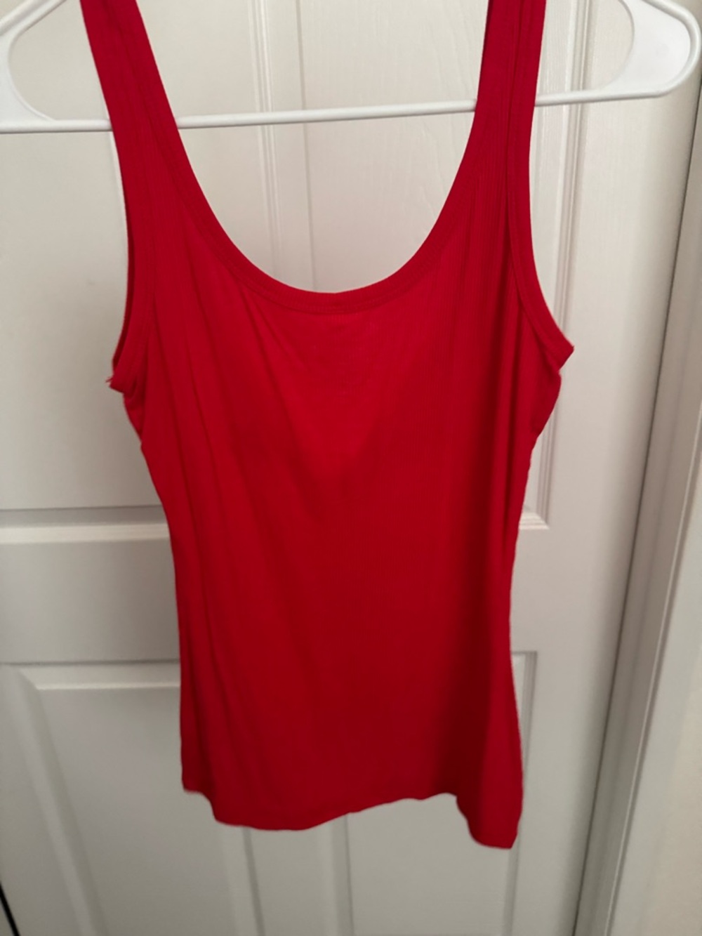 Amazon Red Ribbed Tank Top with Snap-Button Placket - Picture 5 of 5